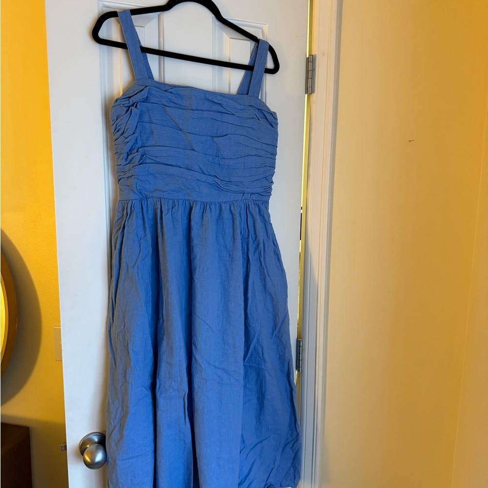 Abercrombie & Fitch Emerson Linen-Blend Wide Strap Midi Dress